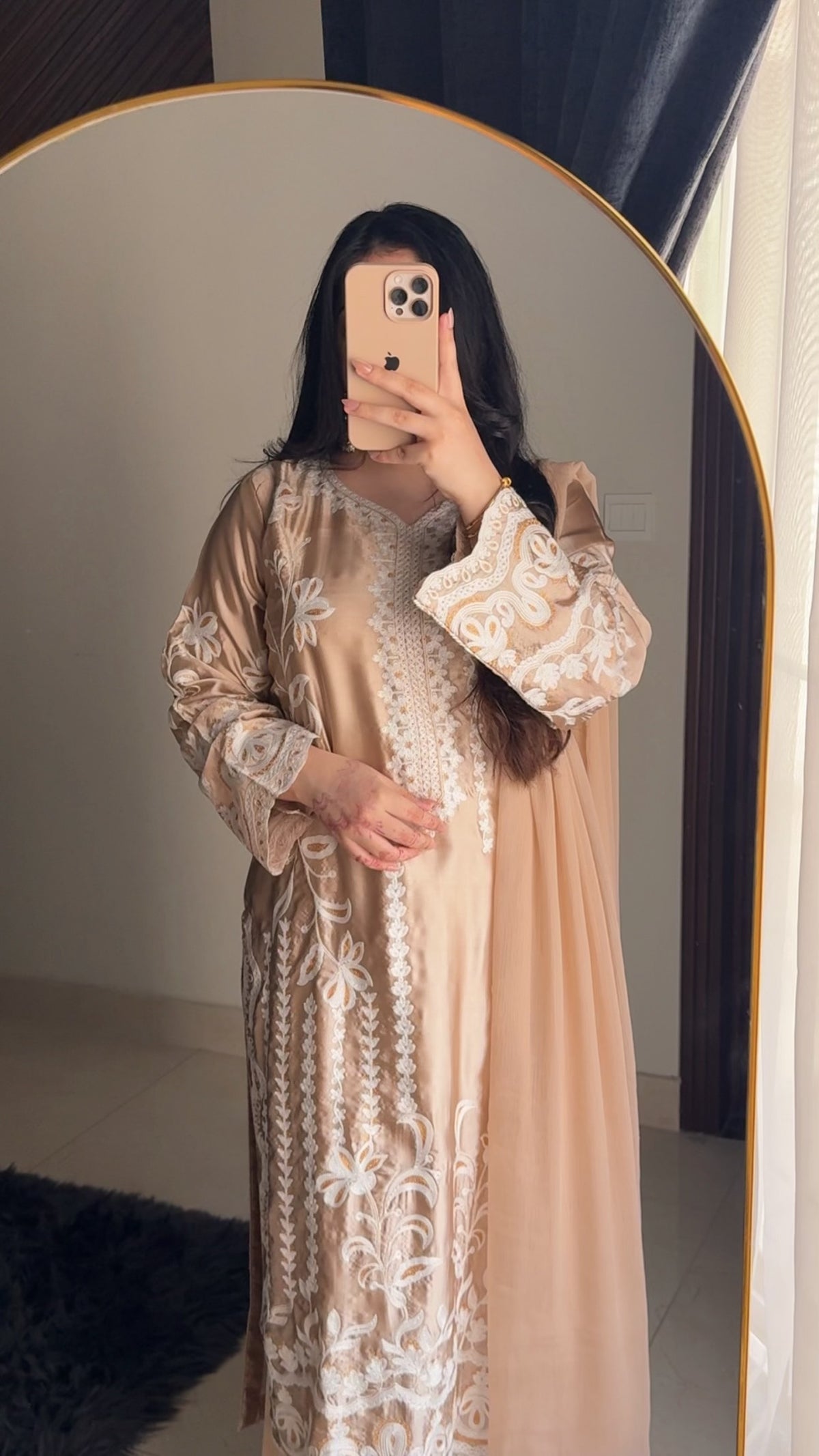 Luxury 3-Piece Silk Suit – Embroidered Shirt, Trousers & Dupatta