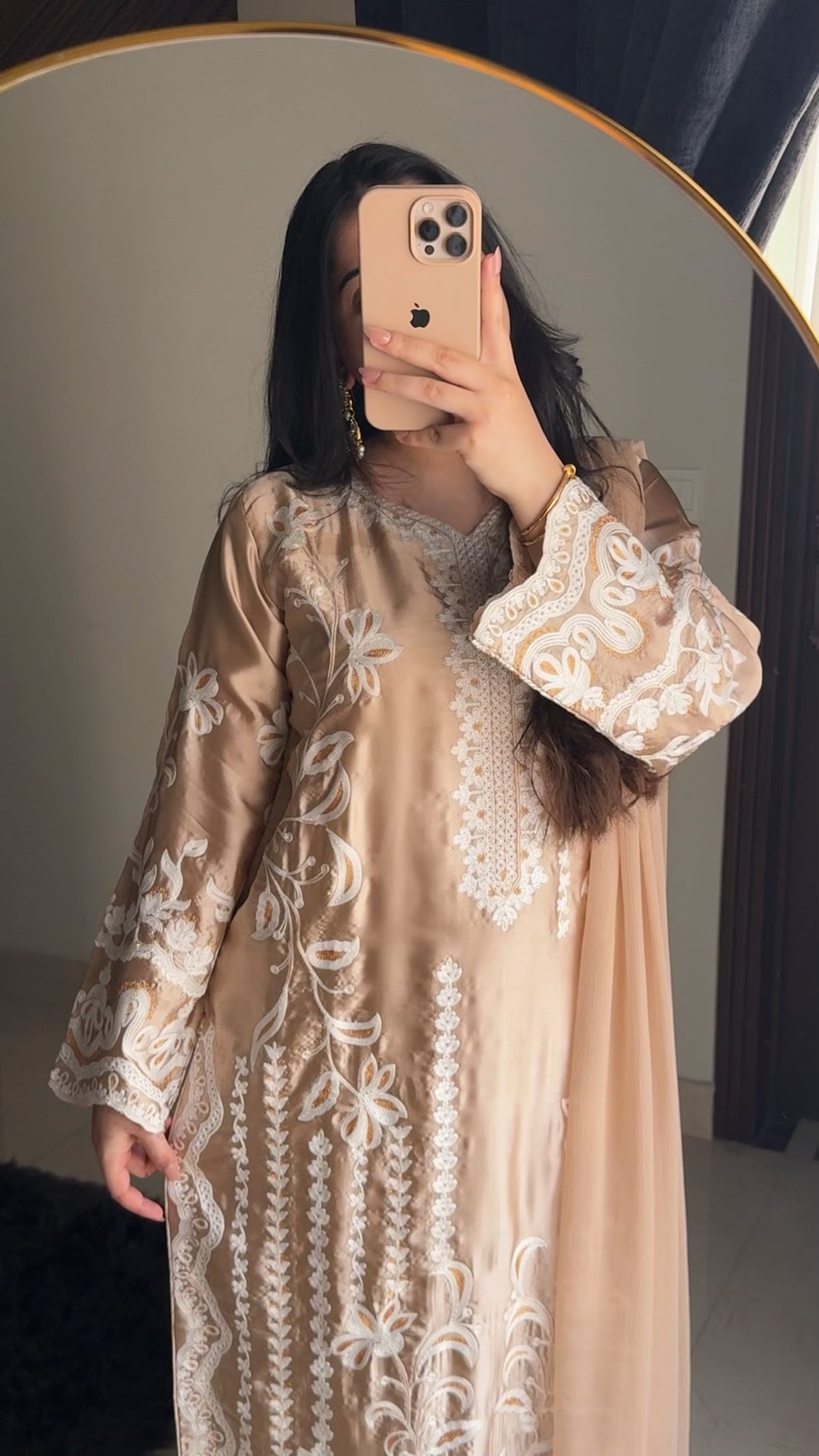 Luxury 3-Piece Silk Suit – Embroidered Shirt, Trousers & Dupatta