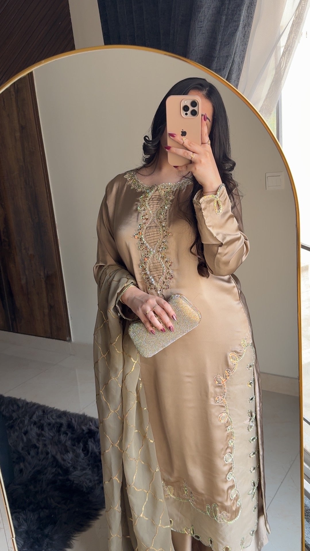 3-Piece Luxury Hand-Embellished Silk Suit with Elegant Embroidered Chiffon Dupatta