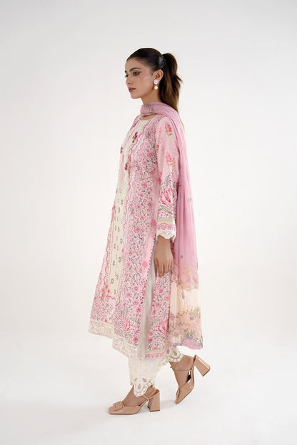 Pink Blossom Embroidered Lawn 3-Piece Suit