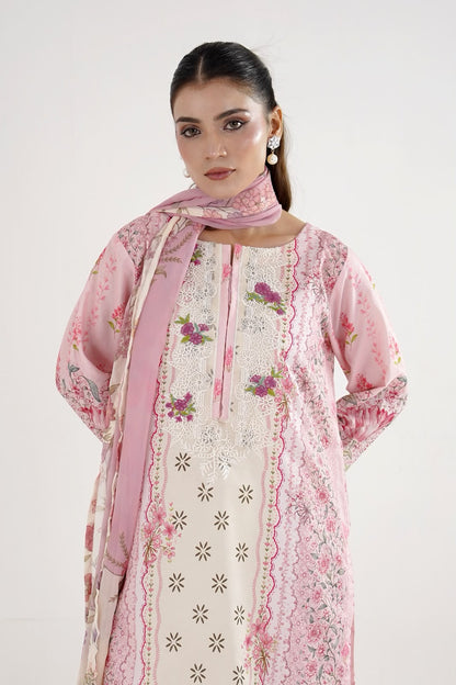 Pink Blossom Embroidered Lawn 3-Piece Suit
